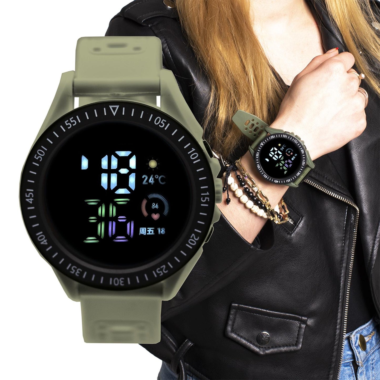 Reloj Digital Zeit Casual Unisex Silicón Redondo