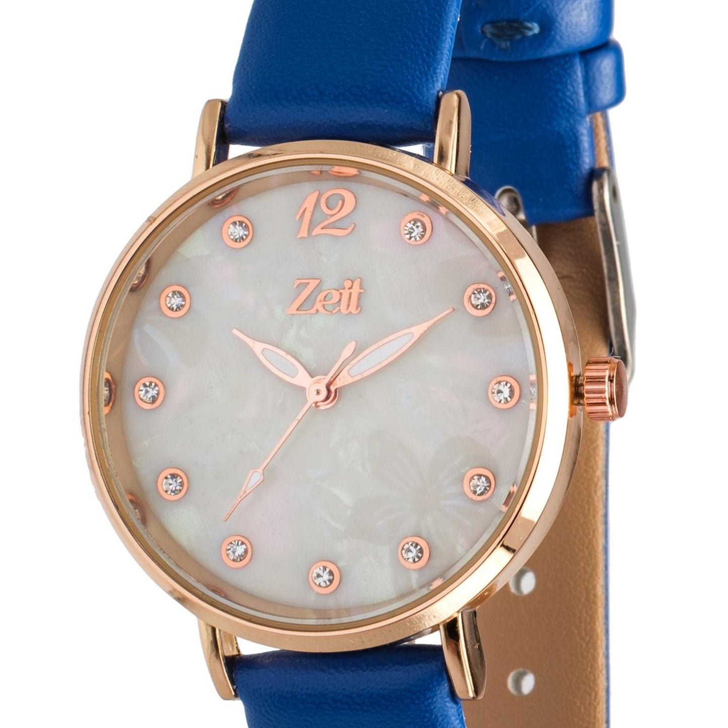 Reloj Análogo Zeit Dama Tacto Piel Indicadores Pedrería