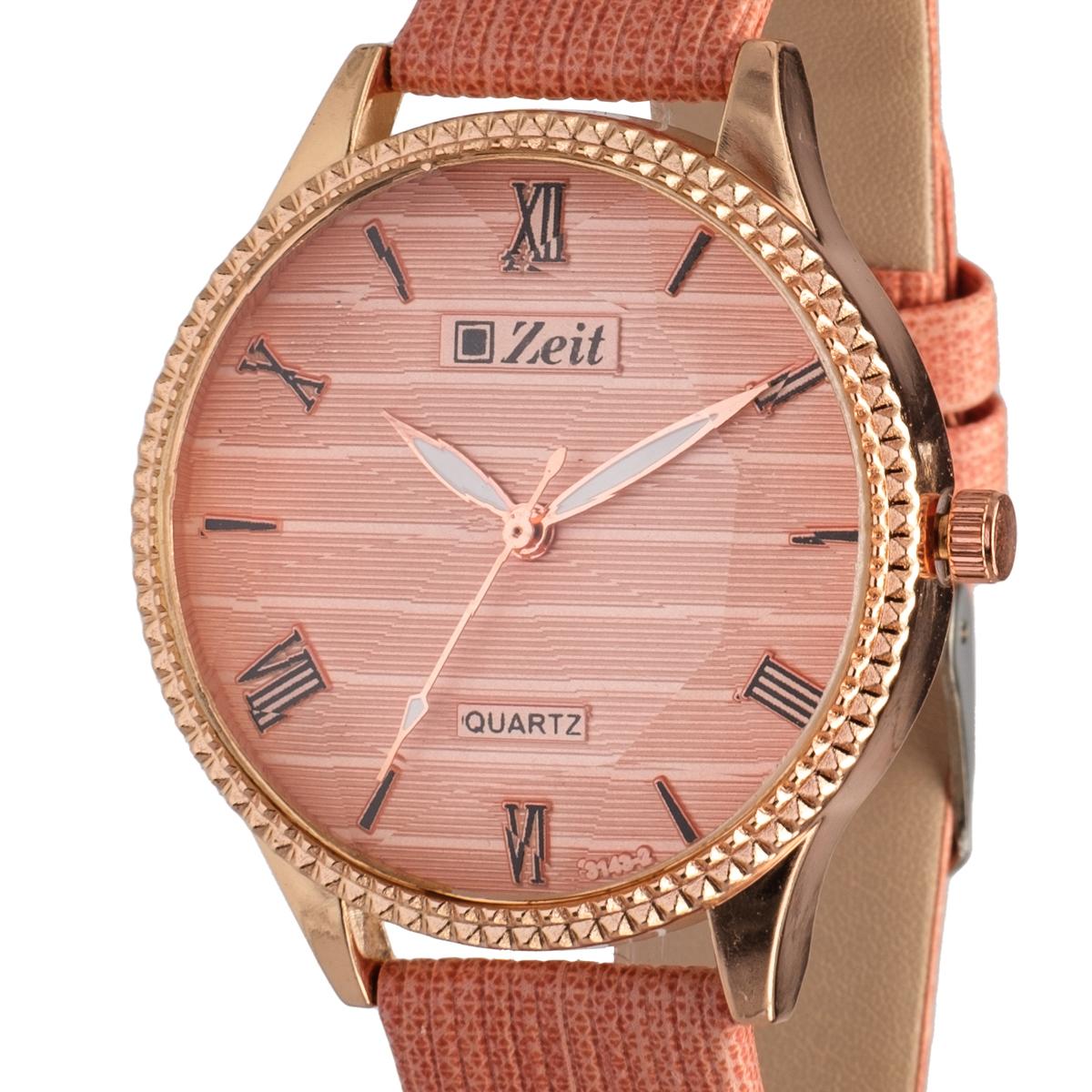 Reloj Análogo Zeit Dama Casual Tacto Piel Diseño en Bisel