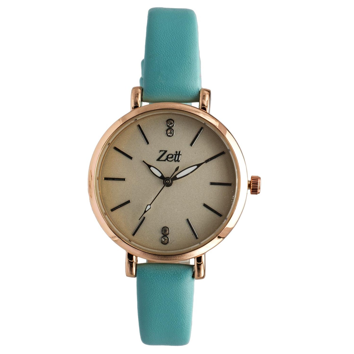 Reloj Análogo Zeit Casual Tacto Piel Pedrería Dama