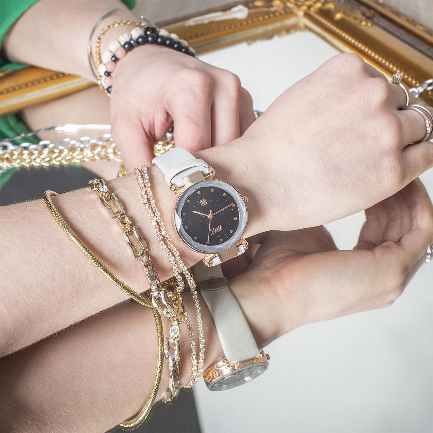 Reloj Análogo Zeit Casual Mujer Tacto Piel Brillantes