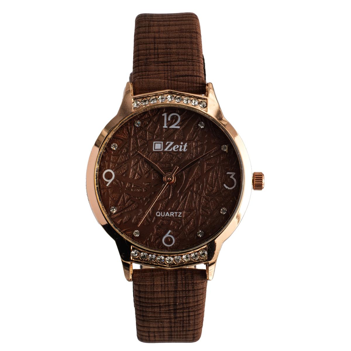 Reloj Análogo Zeit Textura Casual Dama Correa De Tacto Piel