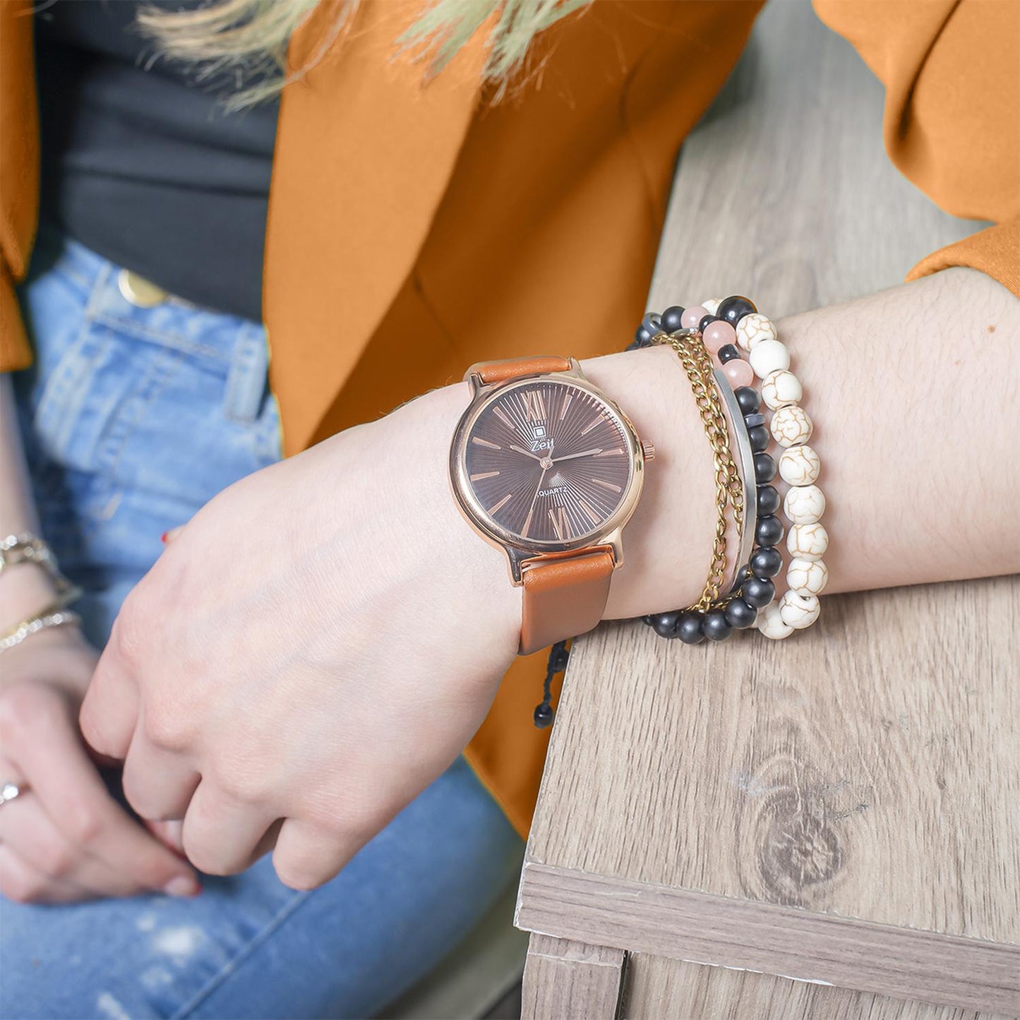 Reloj Análogo Zeit Casual Mujer Tacto Piel Liso