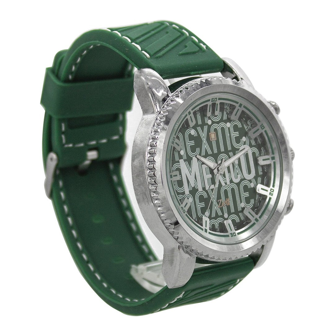 Reloj Zeit Hombre Caucho Verde México con estuche incluido.