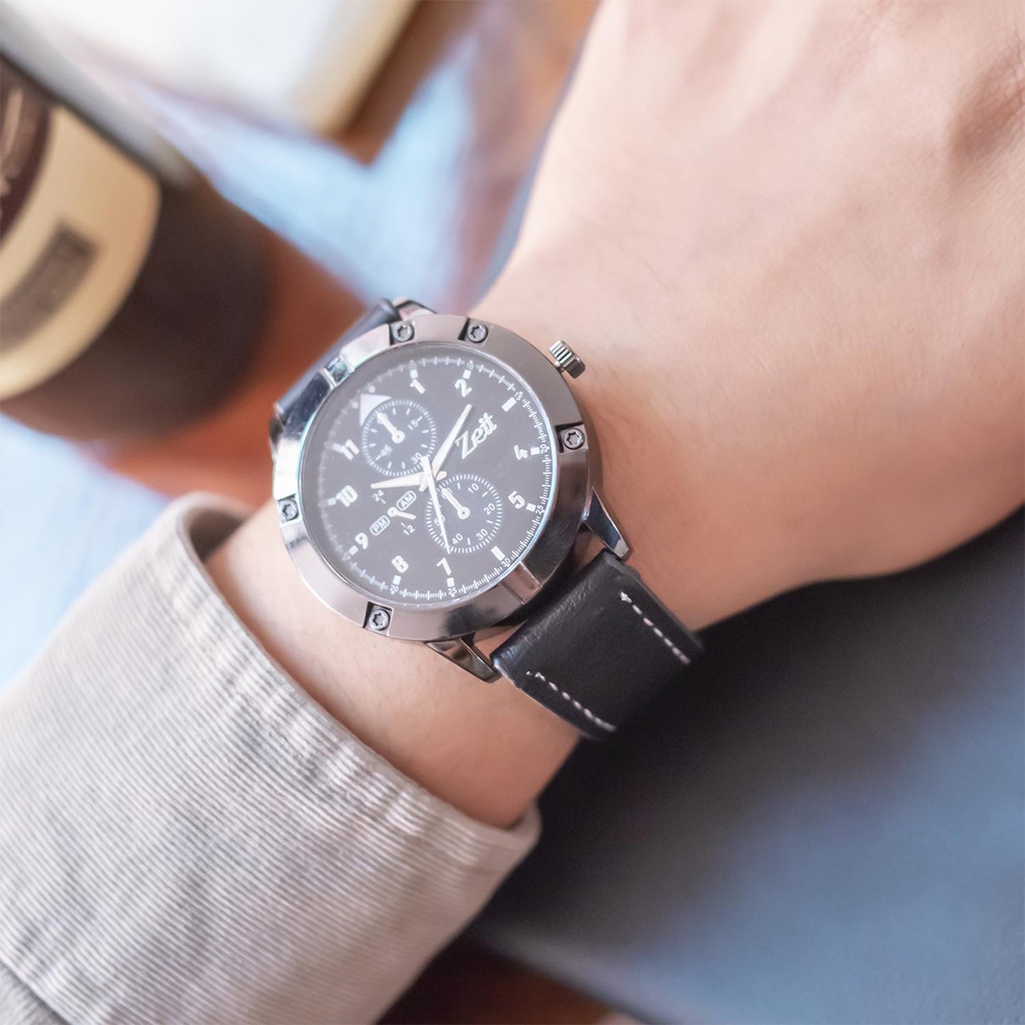 Reloj Análogo Zeit Casual Hombre Extensible Tacto Piel