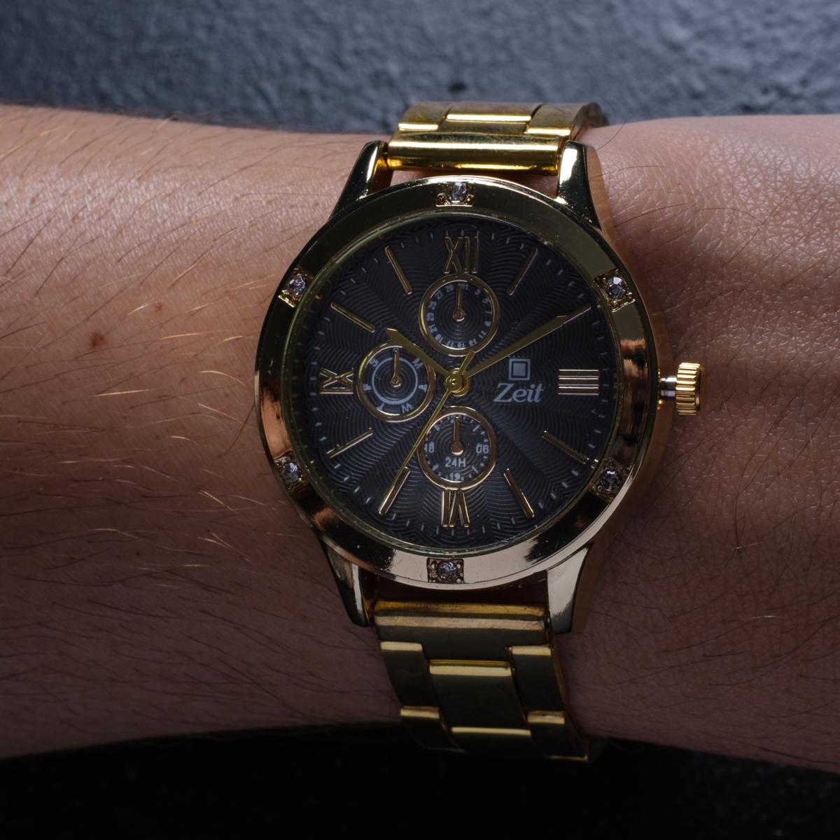 Reloj Análogo Zeit Dama Casual correa Metal Bisel Pedrería