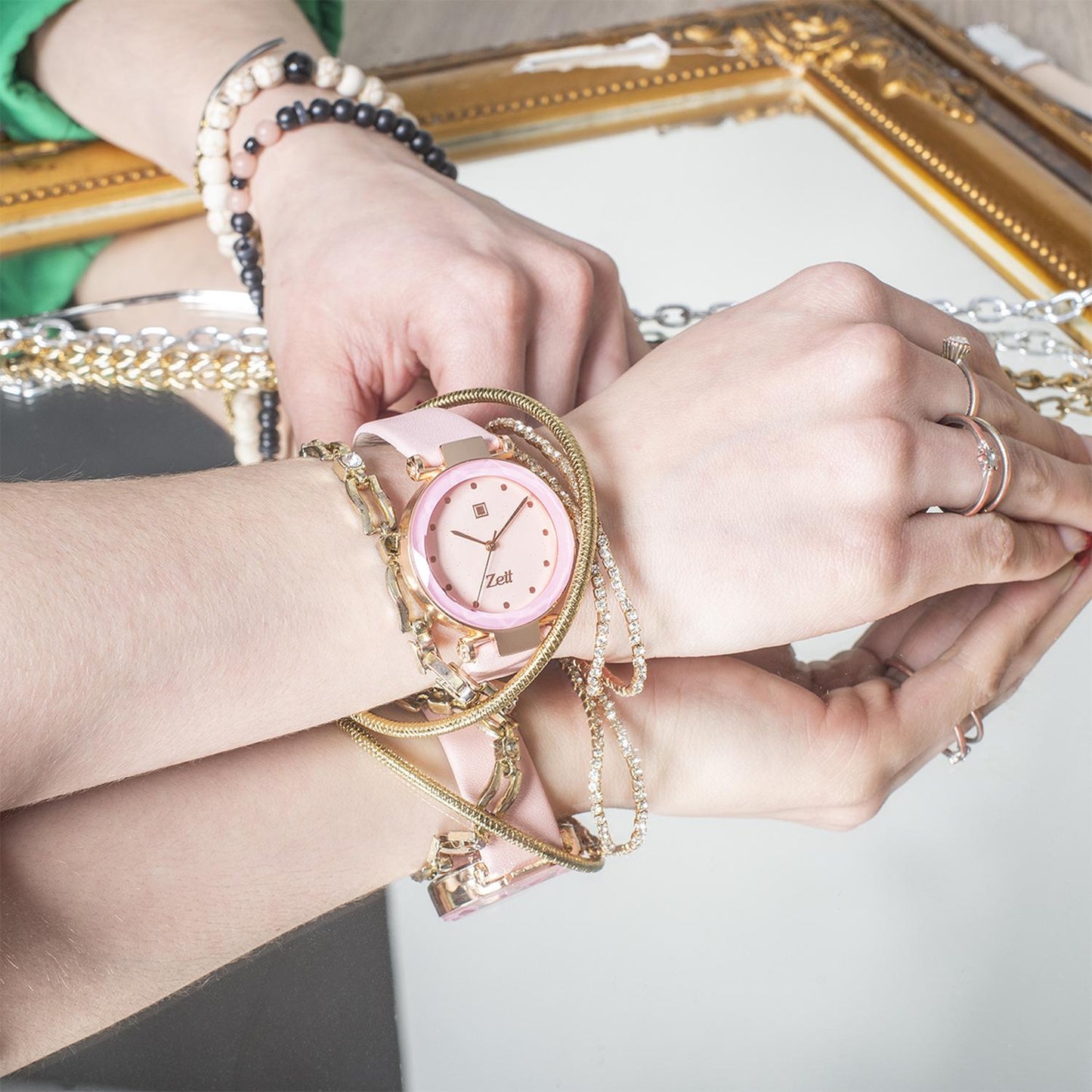 Reloj Análogo Zeit Casual Mujer Tacto Piel Brillantes