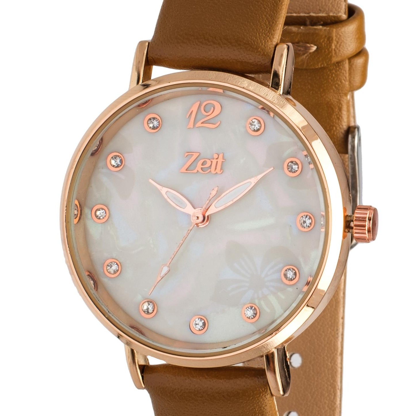 Reloj Análogo Zeit Dama Tacto Piel Indicadores Pedrería