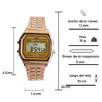 Reloj Digital Zeit Unisex Luz Alarma Cronómetro Oro Rosa