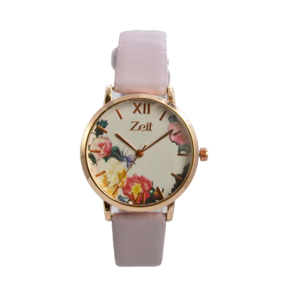 Reloj Zeit para Mujer flores de colores con numeros romanos