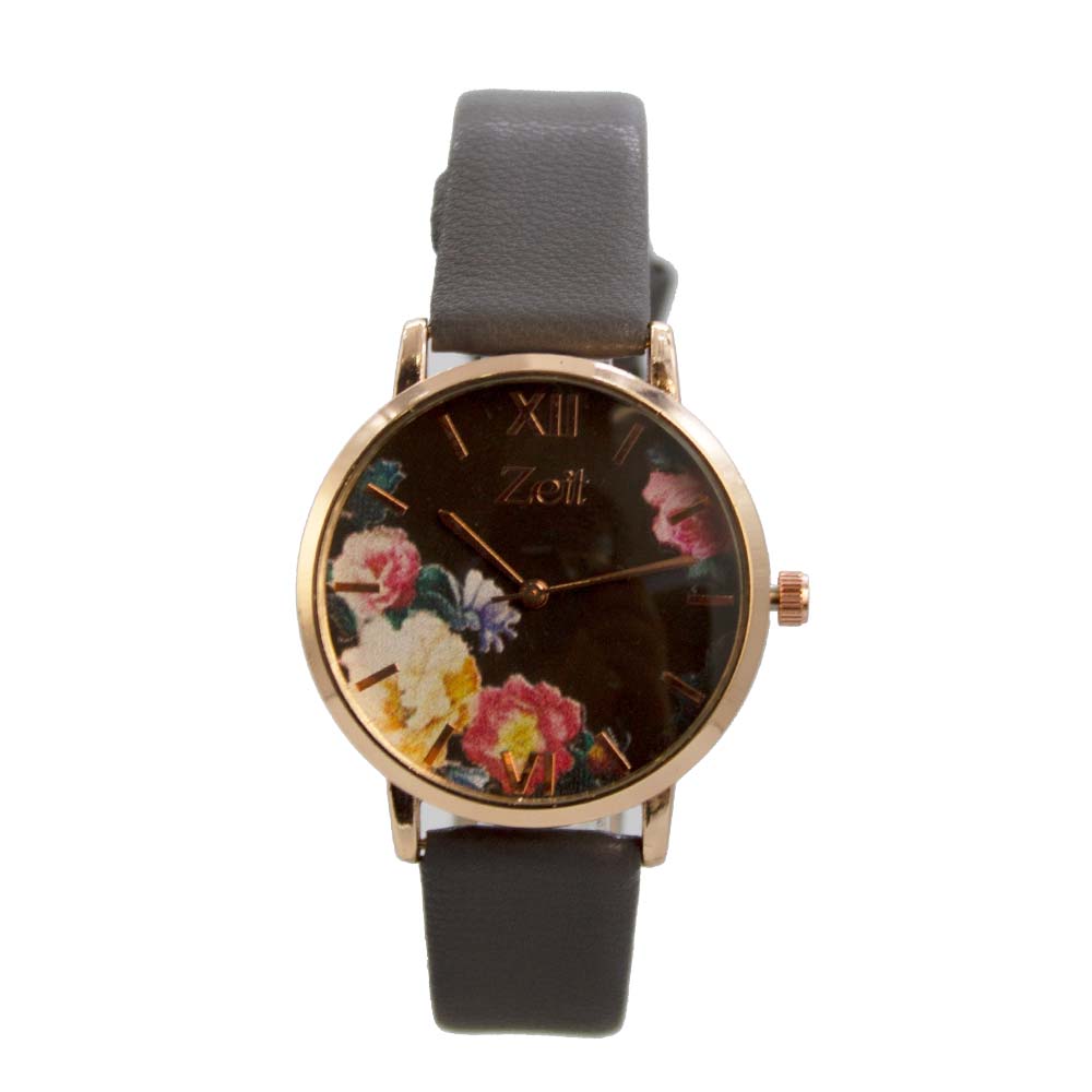 Reloj Zeit para Mujer flores de colores con numeros romanos