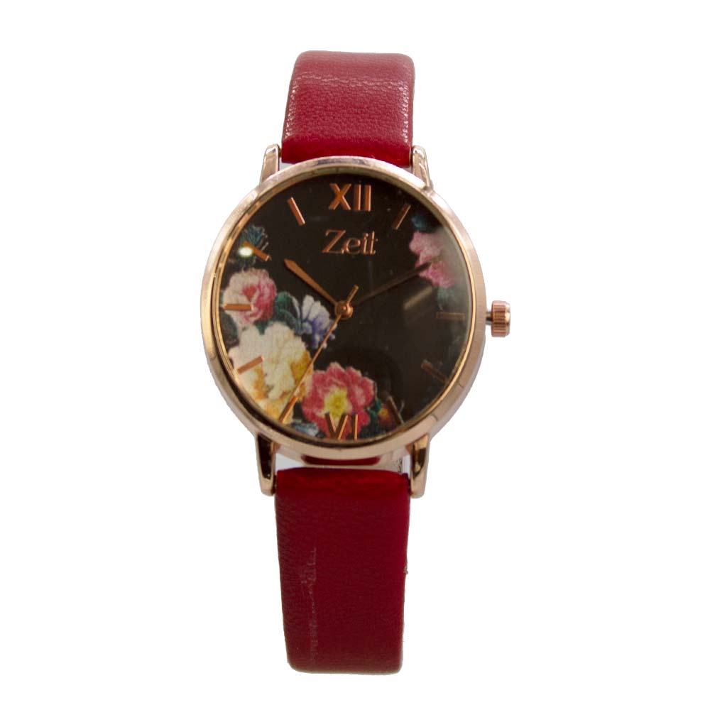 Reloj Zeit para Mujer flores de colores con numeros romanos