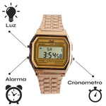 Reloj Digital Zeit Unisex Luz Alarma Cronómetro Oro Rosa