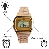 Reloj Digital Zeit Unisex Luz Alarma Cronómetro Oro Rosa