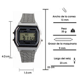 Reloj Digital Zeit Unisex Luz Alarma Cronómetro Plateado Tendencia