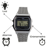 Reloj Digital Zeit Unisex Luz Alarma Cronómetro Plateado Tendencia