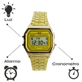 Reloj Digital Zeit Unisex Luz Alarma Cronómetro Dorado
