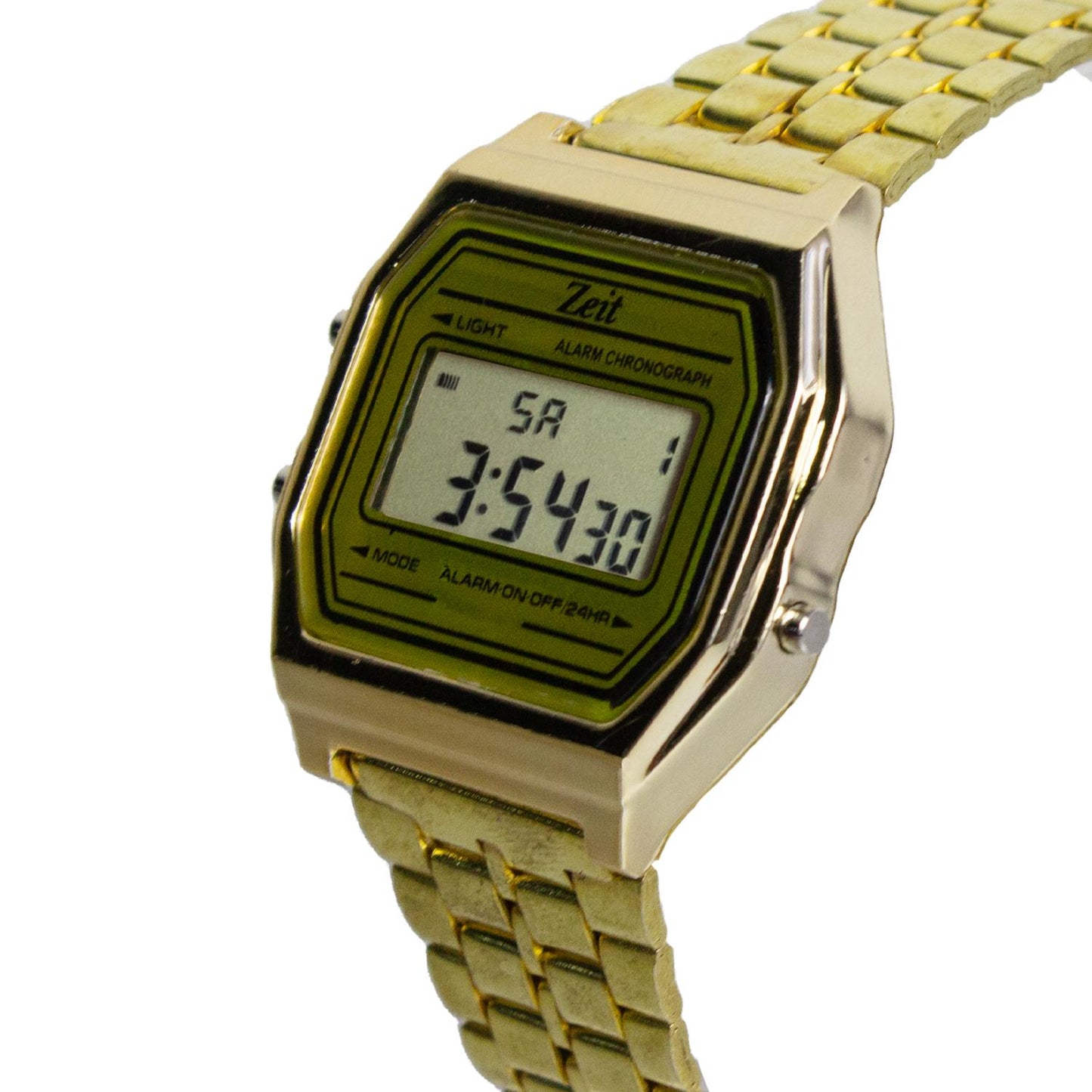 Reloj Digital Zeit Unisex Luz Alarma Cronómetro Dorado