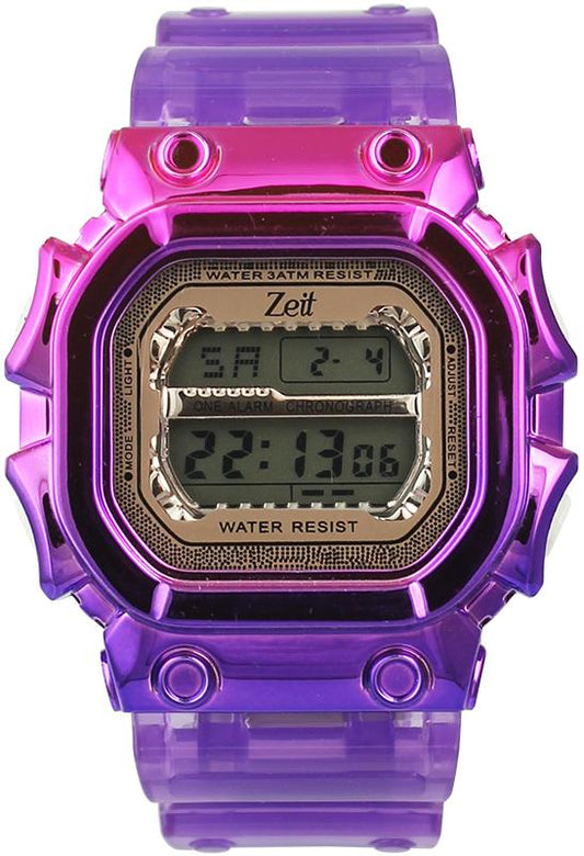 Reloj Zeit Dama Plastico Digital Transparente Morado CB00018075