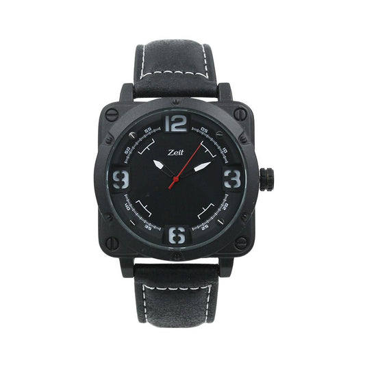 Reloj Zeit/hombre/tacto piel/negro/caja cuadrada cara negra - CB00018907