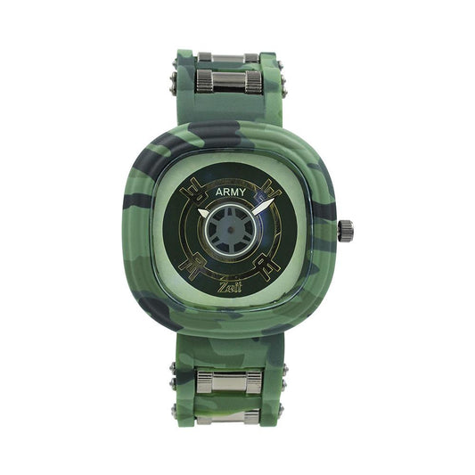 Reloj Zeit Hombre Caucho Verde Print Militar  Caja Cuadrada-Redonda - CB00019326