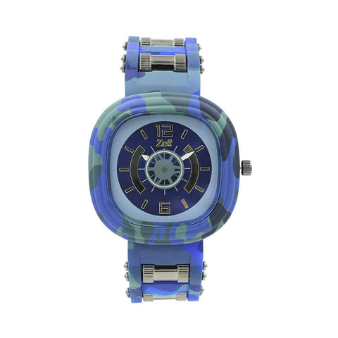 Reloj Zeit Hombre Caucho Azul Print Militar  Caja Cuadrada-Redonda - CB00019330