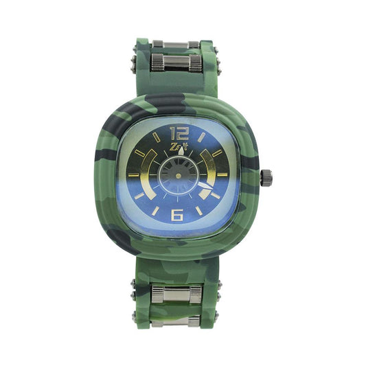 Reloj Zeit Hombre Caucho Olivo Print Militar  Caja Cuadrada-Redonda - CB00019331