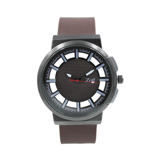 Reloj Zeit Hombre Caucho Café Caja Negra - CB00019407