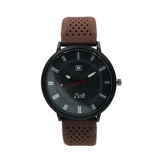 Reloj Zeit Hombre Caucho Café  Caja Negra - CB00020005