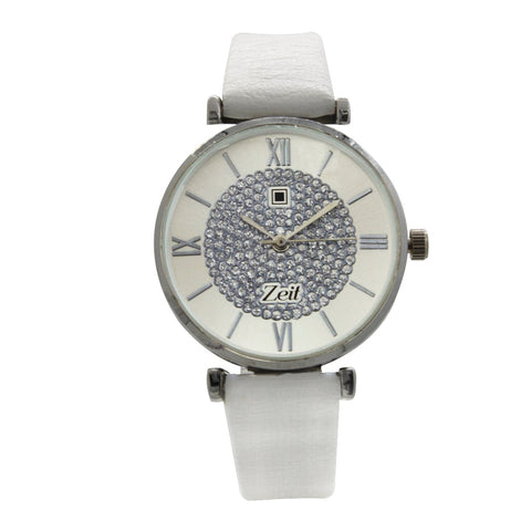 Reloj Zeit de Mujer tipo Análogo extensible Tactopiel color Blanco caja de Aleación en color Plateado y fijación de Hebilla.