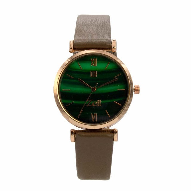 Reloj Zeit Mujer Análogo Café Rosa dorado/oro rosa Verde