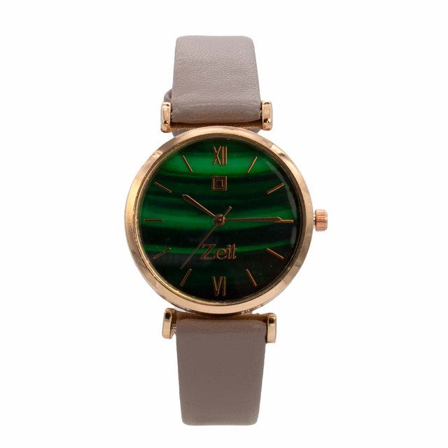 Reloj Zeit Mujer Análogo Café Rosa dorado/oro rosa Verde