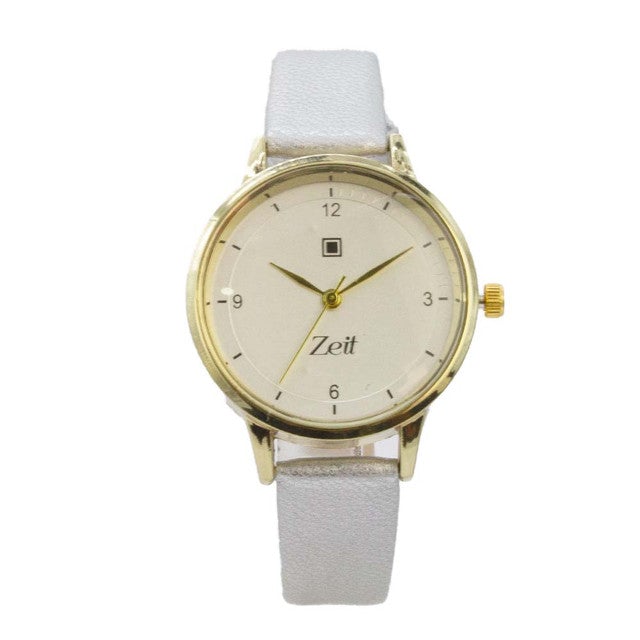 Reloj Zeit Mujer Analogo Plateado/Silver Dorado Blanco