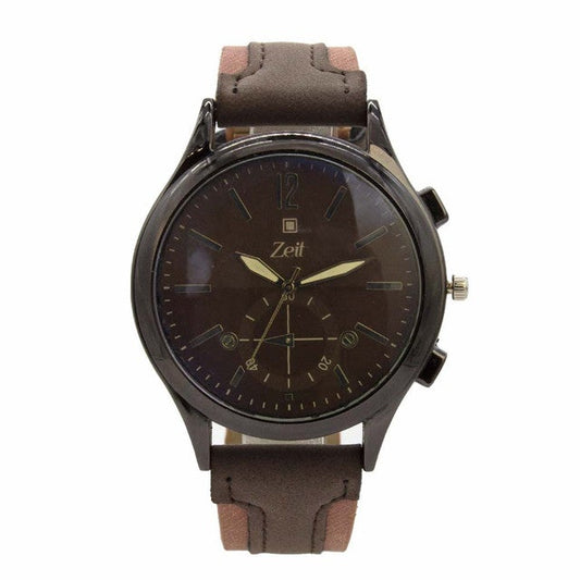 Reloj Zeit Hombre Analogo Cobre Negro Café