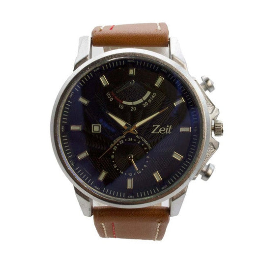 Reloj Zeit Hombre Analogo Camello Plateado/Silver Azul marino