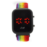 Reloj Zeit Digital Sin Género Velcro Multicolor Led Rojo
