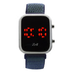 Reloj Zeit Digital Sin Género Velcro Gris Led Rojo