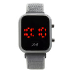 Reloj Zeit Digital Sin Género Velcro Verde Militar Led Rojo