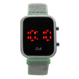 Reloj Zeit Digital Sin Género Velcro Verde Militar Led Rojo