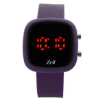 Reloj Zeit Digital Sin Género Silicón Morado Led Rojo