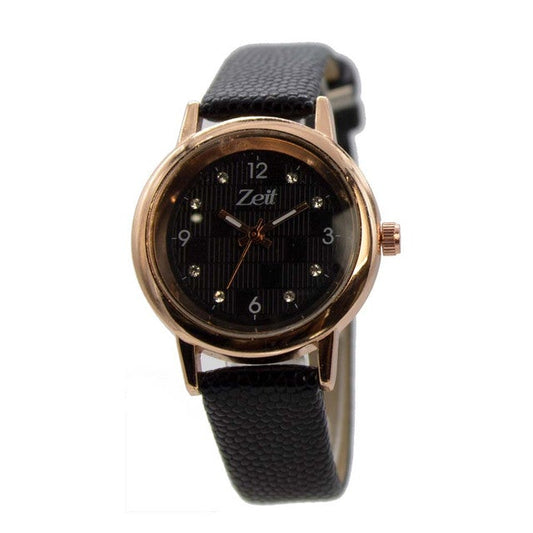 Reloj Zeit Mujer Análogo Negro Rosa Dorado/Oro Rosa Negro