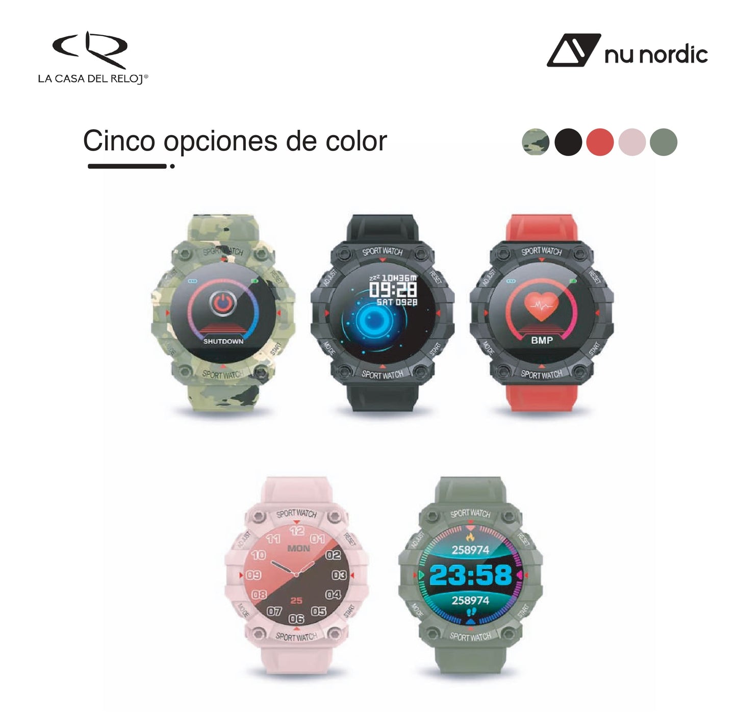 Reloj Smartwatch Nu Nordic  Sport (correr, ciclismo, escalada) contra el agua rosa 17108