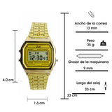 Reloj Digital Zeit Unisex Luz Alarma Cronómetro Dorado